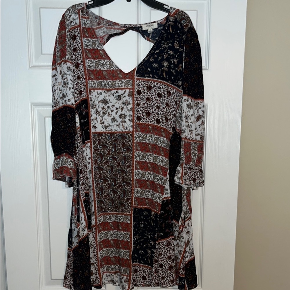 Umgee Black and Brown Cut Out Tiered Sundress